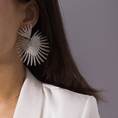 Silver-Plated Spiked Heart Drop Earrings