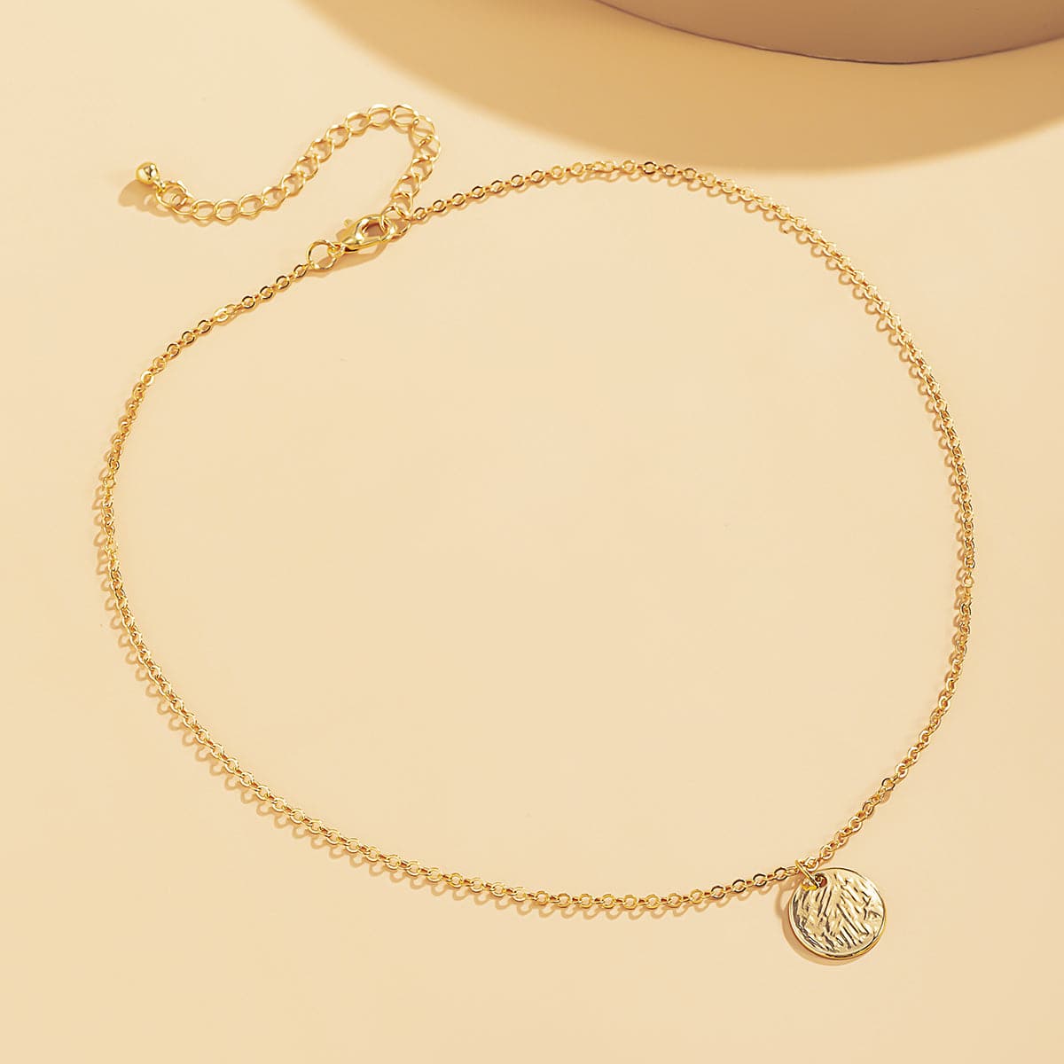 18K Gold-Plated Textured Circle Pendant Necklace, gold pendant necklace for women, elegant gift for her, styled look