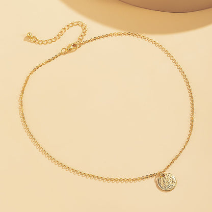 18K Gold-Plated Textured Circle Pendant Necklace, gold pendant necklace for women, elegant gift for her, styled look