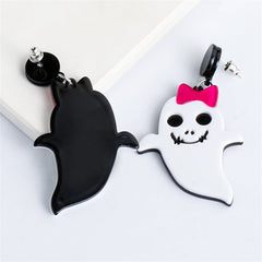 White Acrylic & Silver-Plated Bow Ghost Drop Earrings