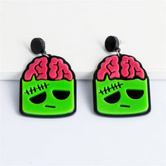 Green Acrylic & Silver-Plated Zombie Drop Earrings