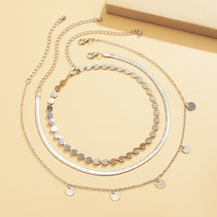 Silver-Plated Round Station Choker Necklace Set
