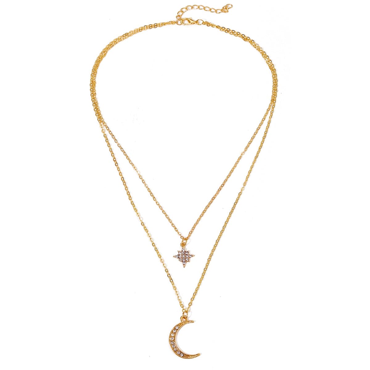 Cubic Zirconia & 18K Gold-Plated Celestial Layered Pendant Necklace