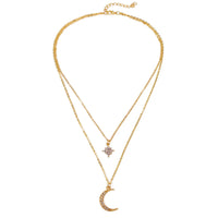 Cubic Zirconia & Goldtone Celestial Layered Pendant Necklace