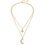 Cubic Zirconia & Goldtone Celestial Layered Pendant Necklace
