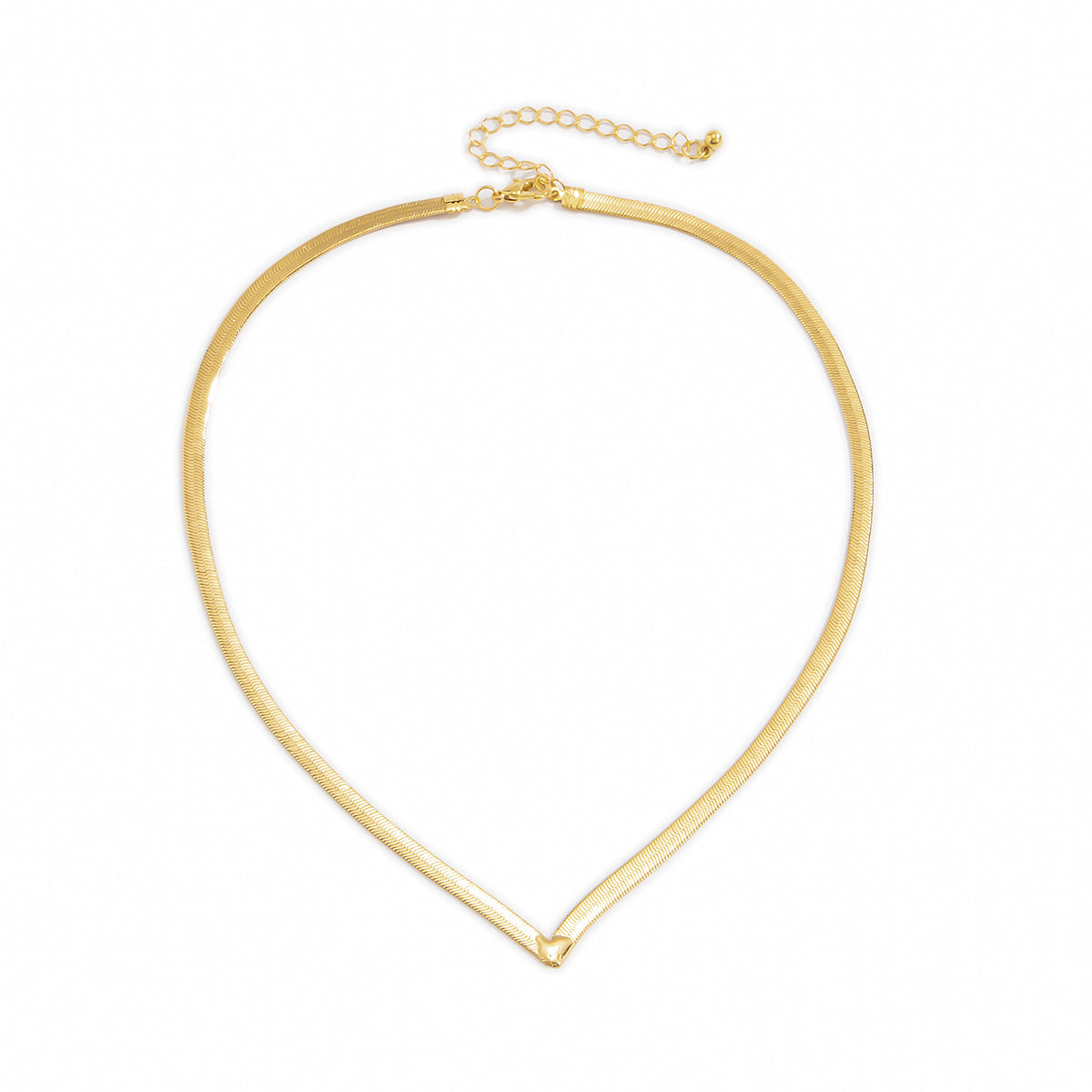 18K Gold-Plated Snake Chain V Necklace, chunky gold choker necklace, botanical inspired, styled look