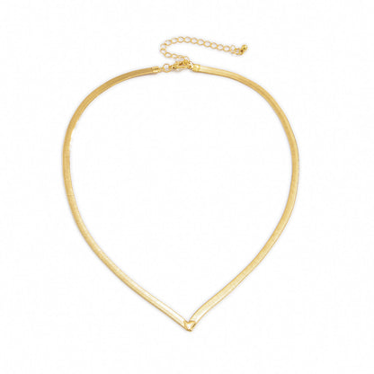 18K Gold-Plated Snake Chain V Necklace, chunky gold choker necklace, botanical inspired, styled look