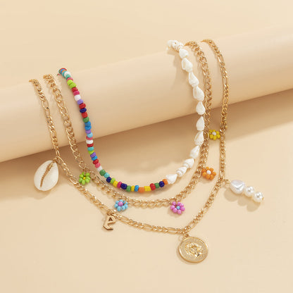 Pearl & Howlite 18K Gold-Plated Coin Pendant Necklace Set