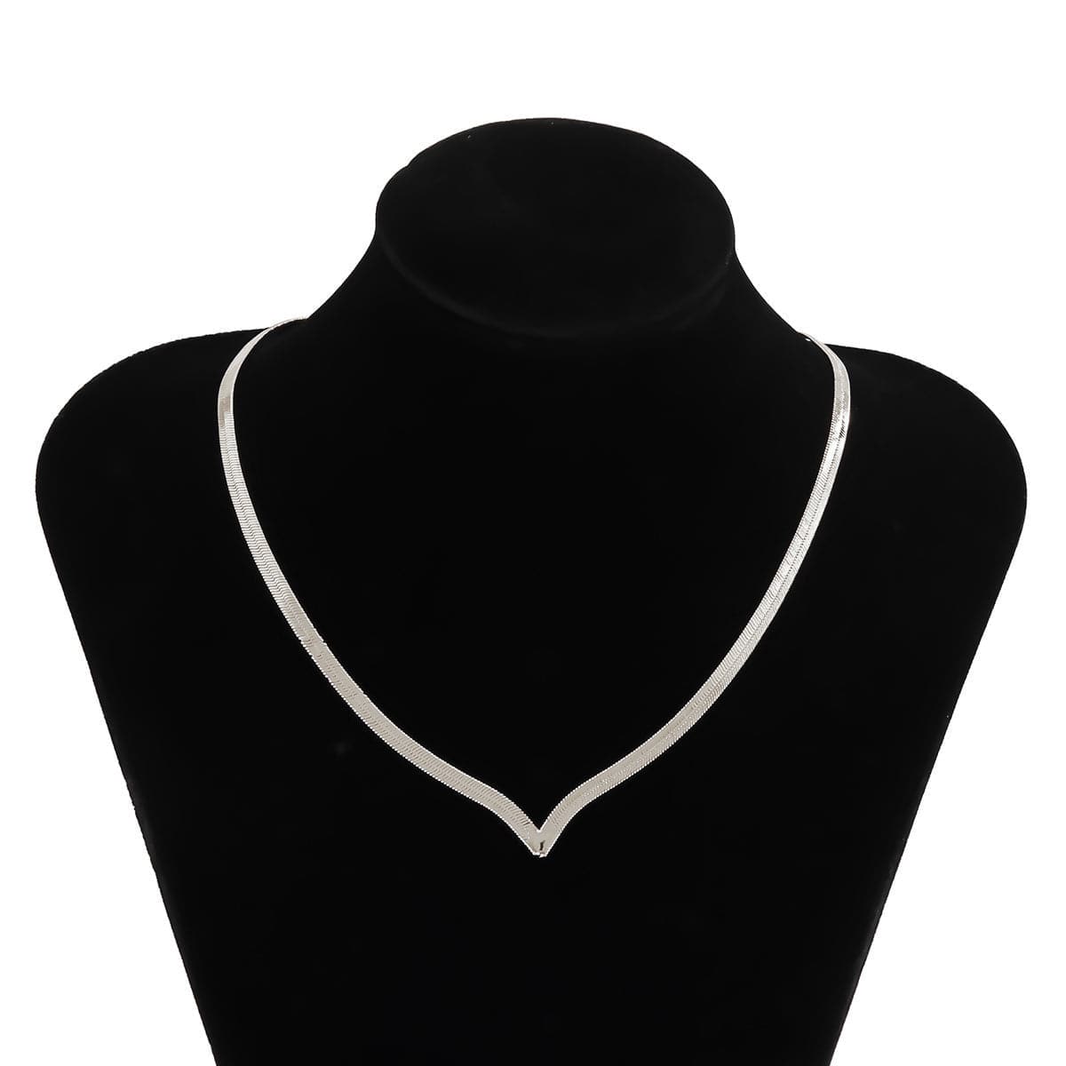 Silver-Plated Snake Chain V Necklace