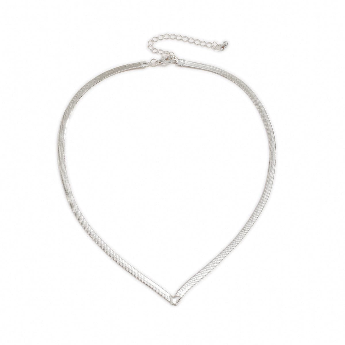Silver-Plated Snake Chain V Necklace
