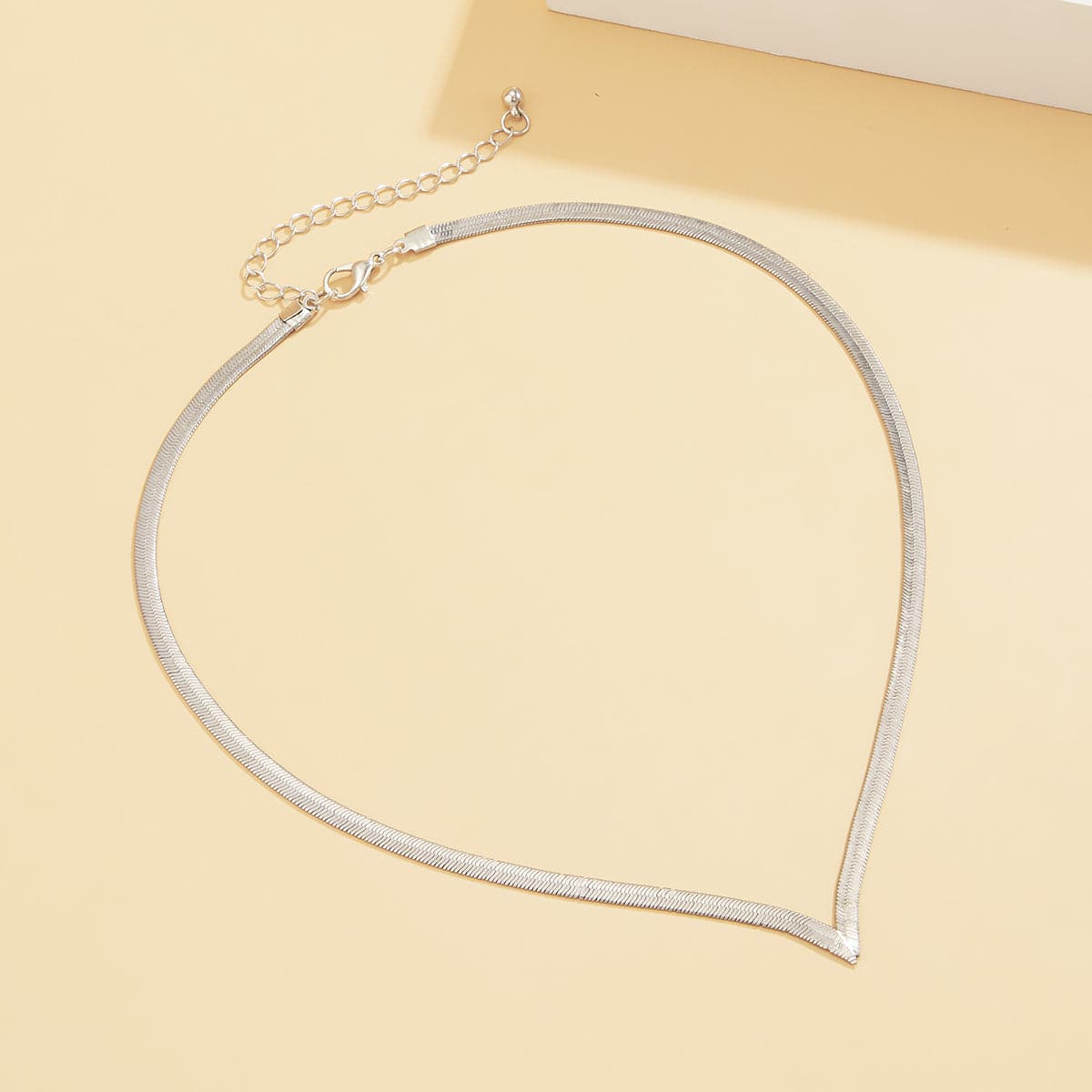 Silver-Plated Snake Chain V Necklace