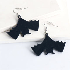 Black Acrylic & Silver-Plated Bat Drop Earrings