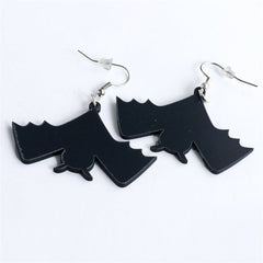 Black Acrylic & Silver-Plated Bat Drop Earrings