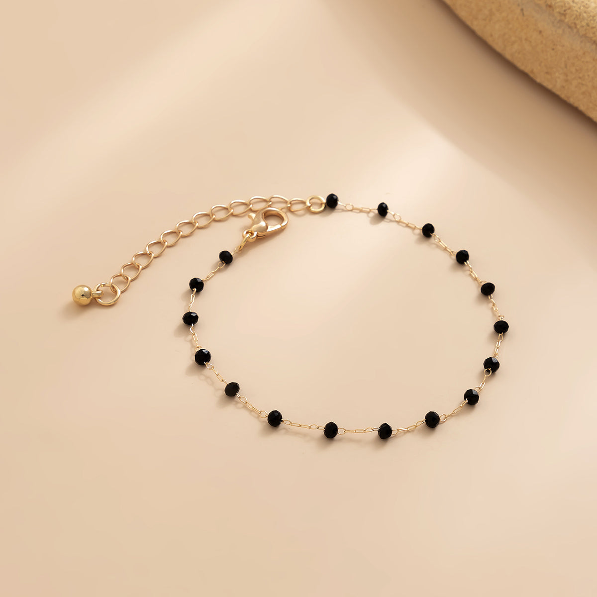 Black Acrylic & 18K Gold-Plated Bead Bracelet