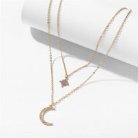 Cubic Zirconia & Goldtone Celestial Layered Pendant Necklace