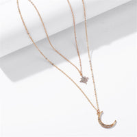 Cubic Zirconia & Goldtone Celestial Layered Pendant Necklace