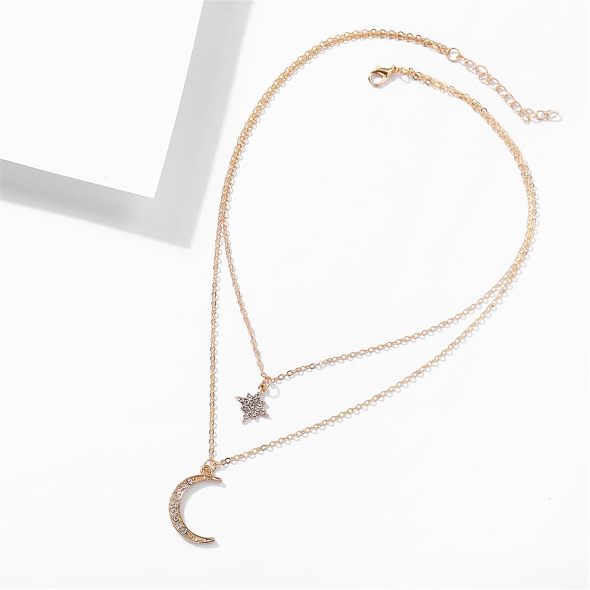 Cubic Zirconia & 18K Gold-Plated Celestial Layered Pendant Necklace