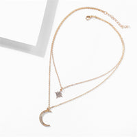 Cubic Zirconia & Goldtone Celestial Layered Pendant Necklace