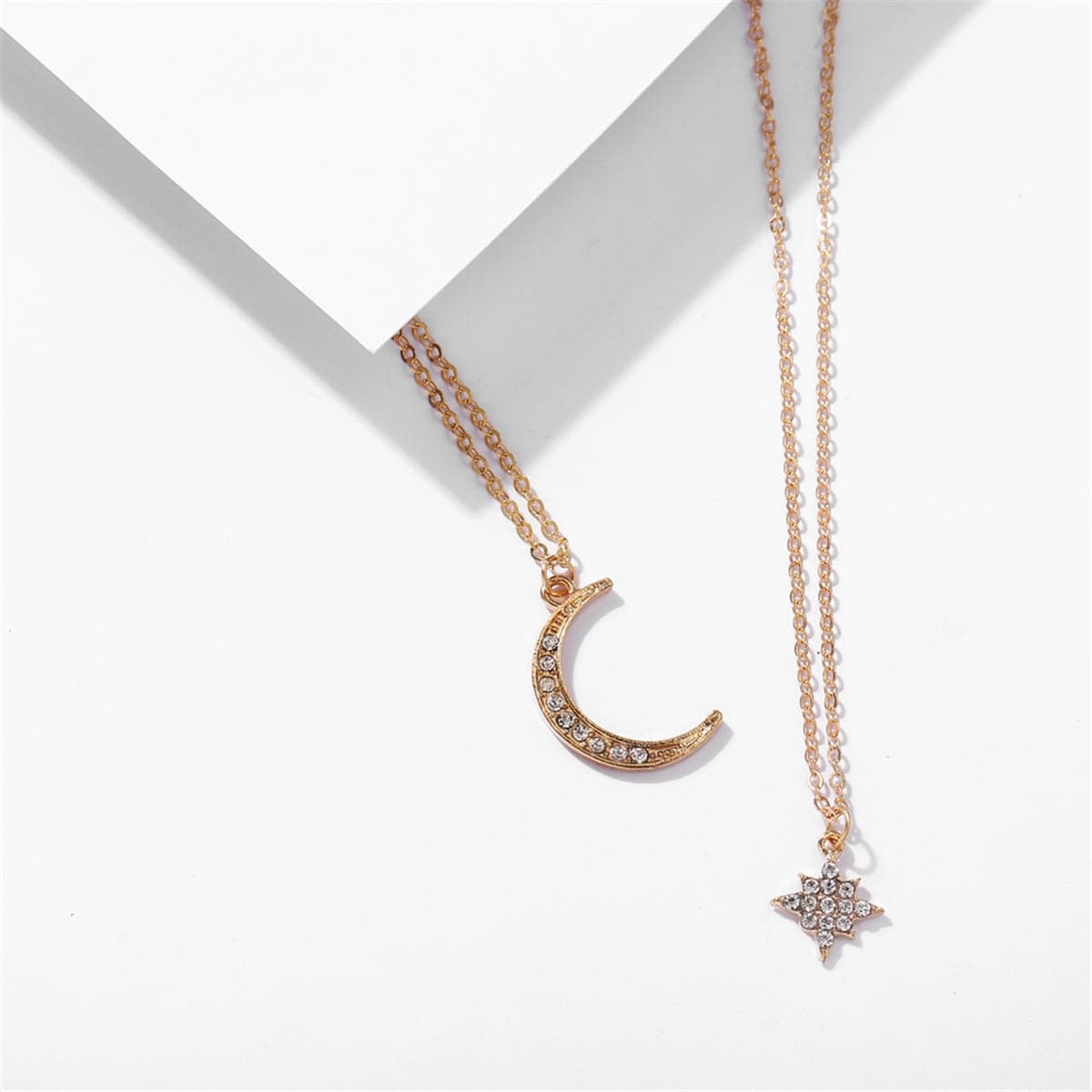 Cubic Zirconia & 18K Gold-Plated Celestial Layered Pendant Necklace