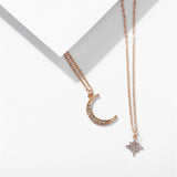 Cubic Zirconia & Goldtone Celestial Layered Pendant Necklace