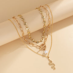 Pearl & 18K Gold-Plated Snake Pendant Necklace Set