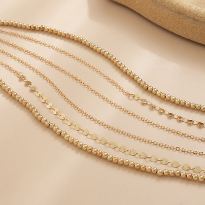 18K Gold-Plated Beaded Waist Chain Set, jewelry gift sets for women, dainty minimalist design, detail close-up