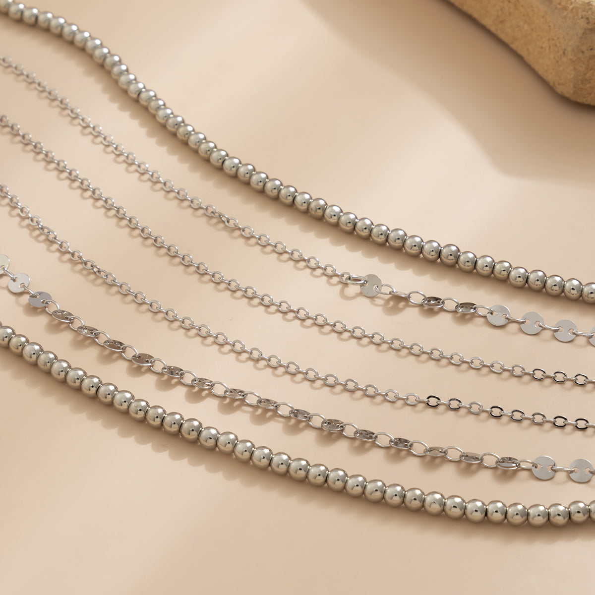Silver-Plated Beaded Waist Chain Set