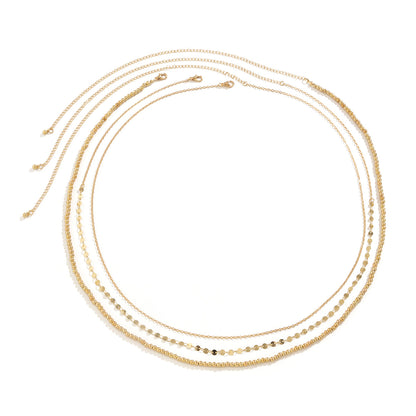 18K Gold-Plated Beaded Waist Chain Set, jewelry gift sets for women, dainty minimalist design, styled look