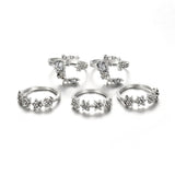 Cubic Zirconia & Silvertone Celestial Ring Set
