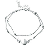 Silvertone Dolphin Layered Charm Anklet