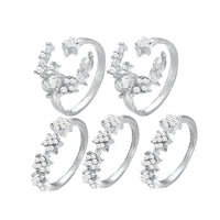 Cubic Zirconia & Silvertone Celestial Ring Set