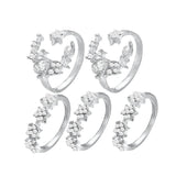 Cubic Zirconia & Silvertone Celestial Ring Set