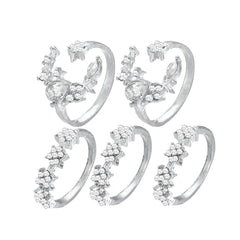 Cubic Zirconia & Silver-Plated Celestial Ring Set