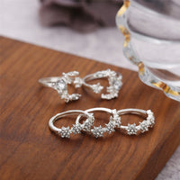 Cubic Zirconia & Silvertone Celestial Ring Set