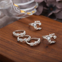 Cubic Zirconia & Silvertone Celestial Ring Set