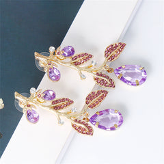 Cubic Zirconia & Purple Crystal 18K Gold-Plated Eggplant Drop Earrings