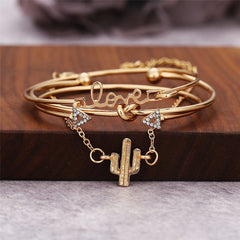 Cubic Zirconia & 18K Gold-Plated Arrow Cuff Set