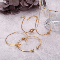 Goldtone Leaf Cuff Set