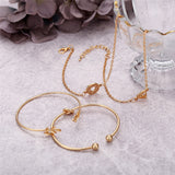 Goldtone Leaf Cuff Set