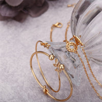 Goldtone Leaf Cuff Set