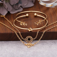 Goldtone Leaf Cuff Set