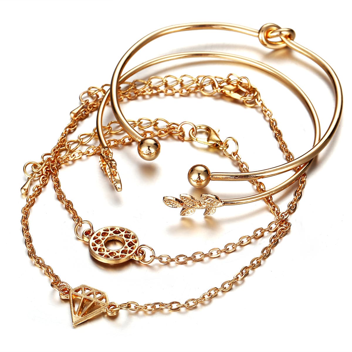 18K Gold-Plated Leaf Cuff Set