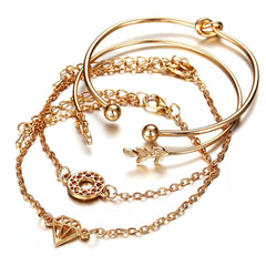 18K Gold-Plated Leaf Cuff Set