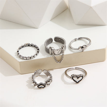 Silver-Plated Heart Ring Set, jewelry gift sets for women, botanical inspired, lifestyle look