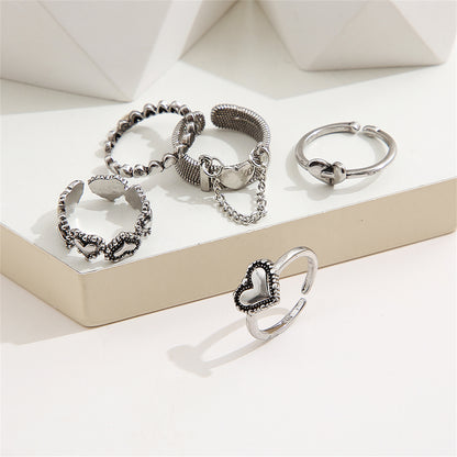 Silver-Plated Heart Ring Set, jewelry gift sets for women, botanical inspired, styled look