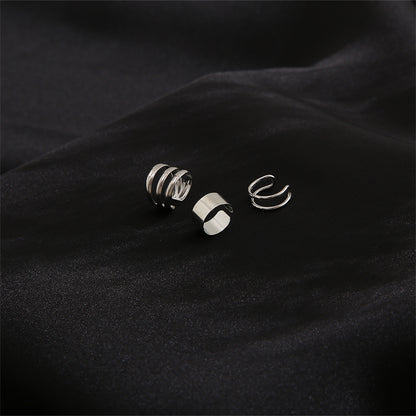 Silver-Plated Layered Ear Cuffs Set, silver stud earrings for women, vintage-inspired design, lifestyle look