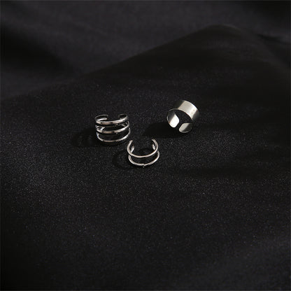 Silver-Plated Layered Ear Cuffs Set, silver stud earrings for women, vintage-inspired design, styled look