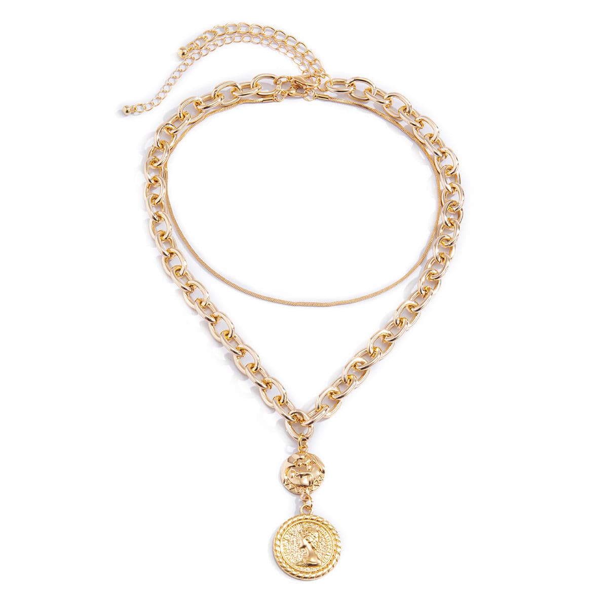 Stylish 18K gold-plated necklace adorned with a unique coin charm, a must-have accessory for any jewelry collection.