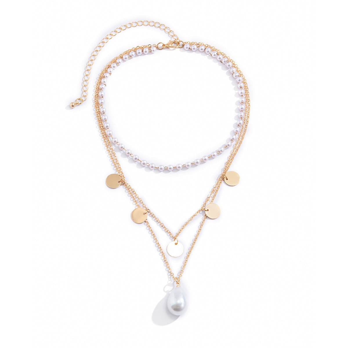 Pearl & 18K Gold-Plated Sequin Layered Pendant Necklace