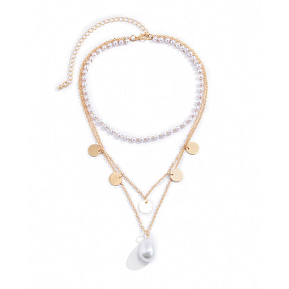 Pearl & 18K Gold-Plated Sequin Layered Pendant Necklace